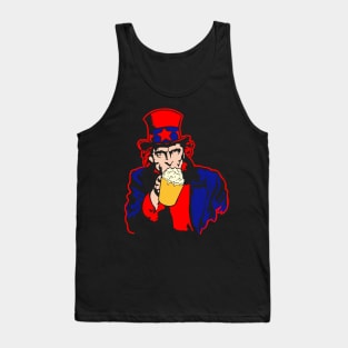 I Want Beer - Uncle Sam Clinking A Glass of Beer Tank Top